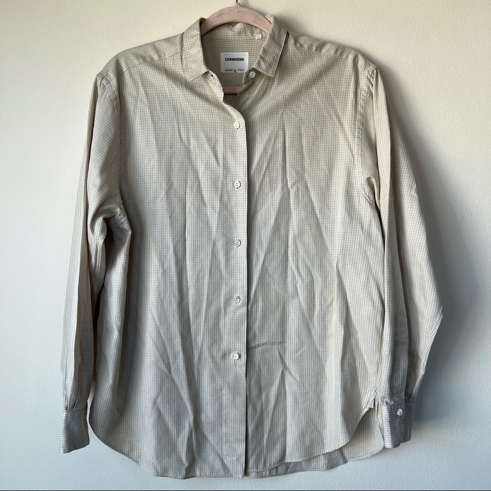 Lorenzini Men's Business Casual Button Down Shirt Grid Plaid Italy Size 42
